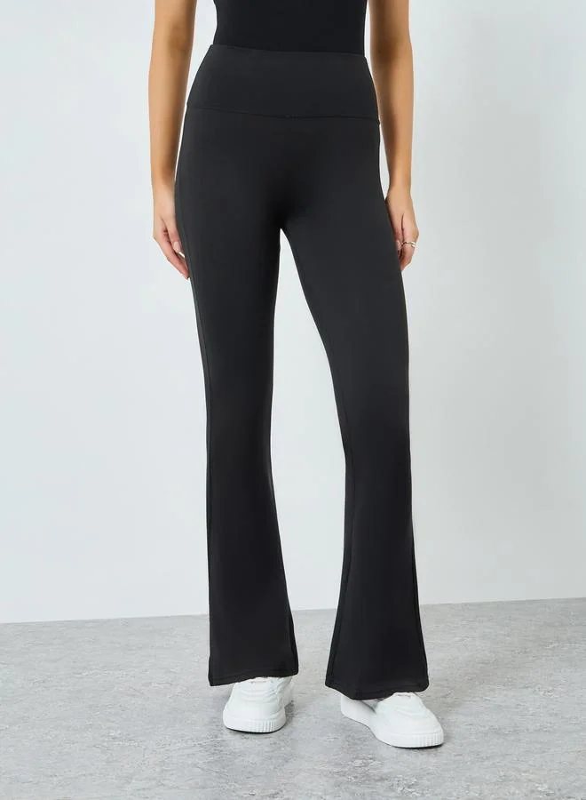 Styli Women Black High Waist Flare Leggings